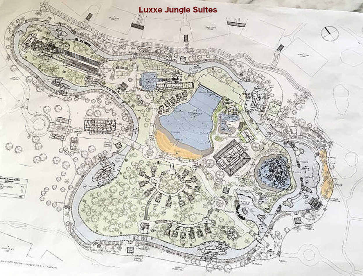 Architect's plans for the Water Park under construction near the Jungle Suites in Riviera Maya.