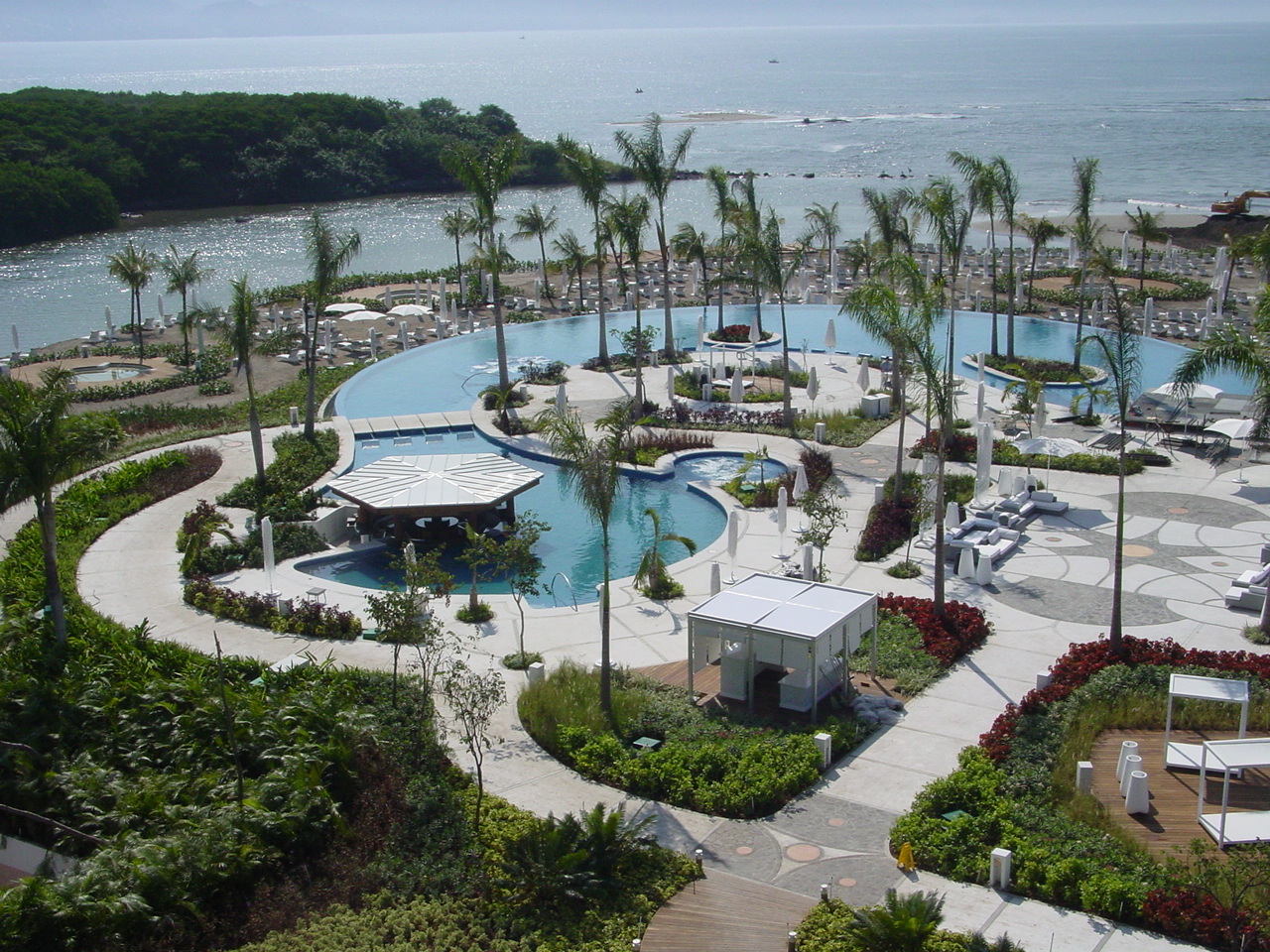 This pool is the South Pool and is closest to the Ameca River.  It is also the closest pool to the beach deck, with lounges that face west and south west to Puerto Vallarta.