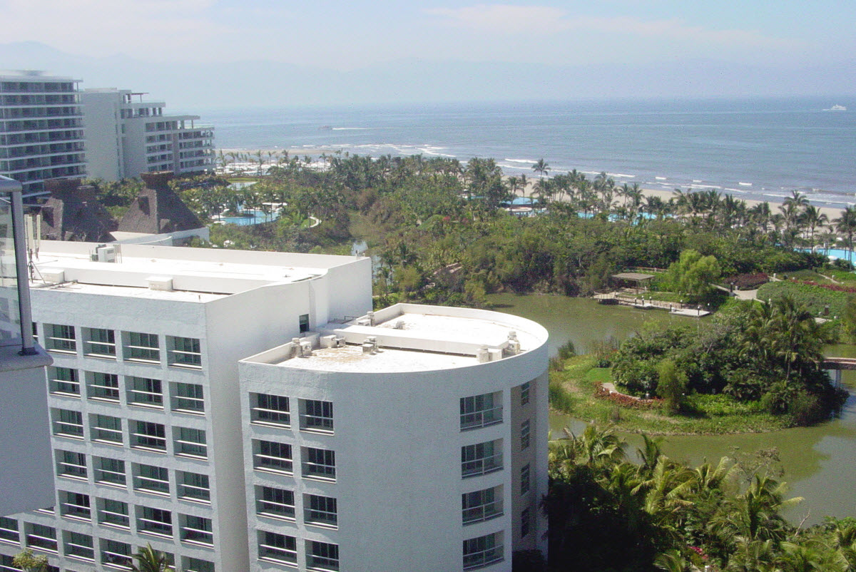 This photo shows the southwest view in front of the Mayan Palace as seen from the Grand Bliss.