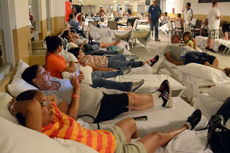 The evacuation shelter for the Grand Mayan Resort in Nuevo Vallarta, Mexico. CLEM MURRAY / Staff Photographer