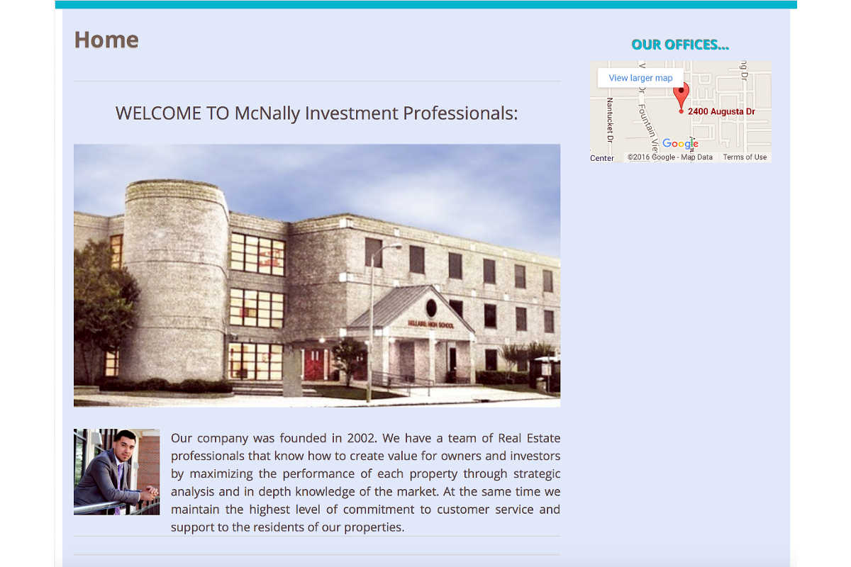 Home Page for McNally Investment Professionals web site.  Be very careful.