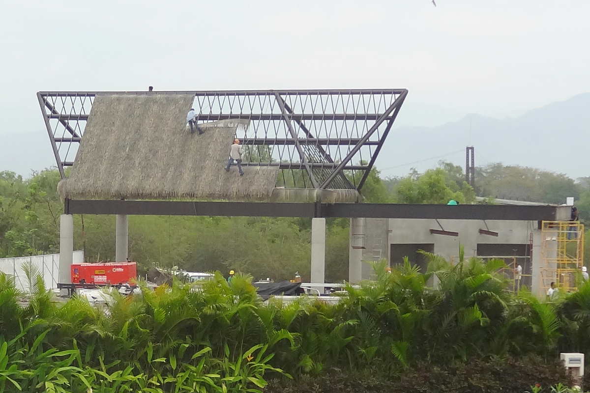 Close-up view of a new structure near the Residence Tower - Taxi Stand or Golf Starting Location?.
