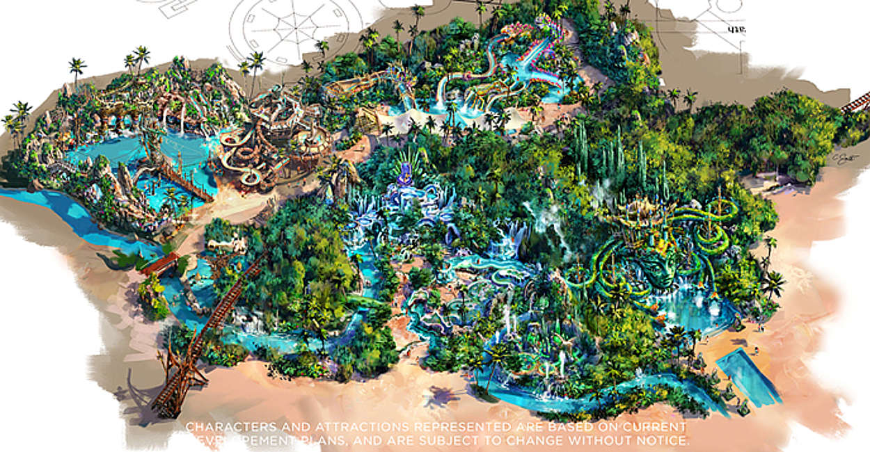 It is unclear whether this image is a rendering of the Water Park or if this will be part of Phase Two.  The title is Valley of the Blue Waters.  It seems to be a feature that is located near the Nicklaus Driving Range.  Of course, all is subject to change, so who knows....