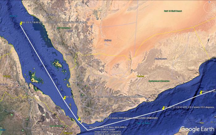 MarineTraffic.com reported Vidanta Alegria was approximately half way through the Red Sea, which is about 1,000 miles long to the mouth of the Gulf of Suez.  The ship is traveling with Armed Guards on board.