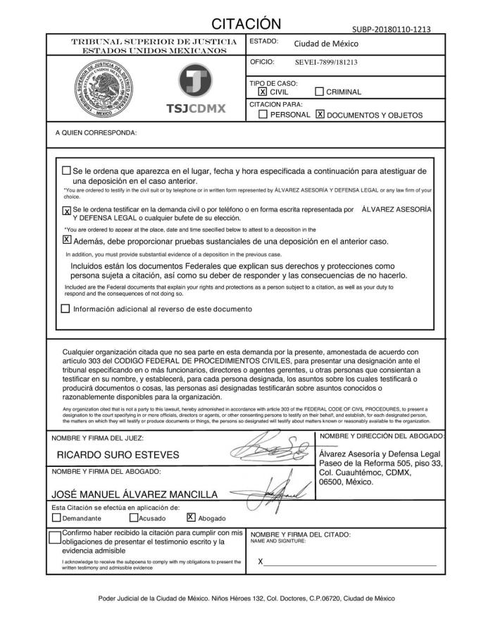 The Citation the target is asked to sign that presumably allows the attorneys to represent the target.  Tap the image to expand, tap your browser's back arrow to return to the page...