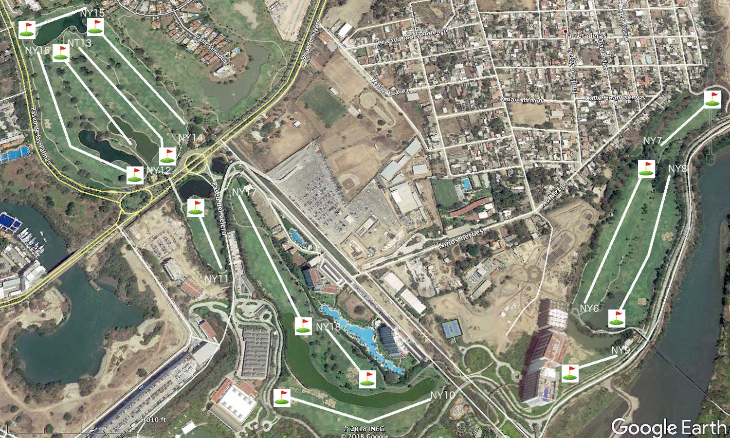 The remaining holes are on the North side of the Ameca River.  The 6th, 7th, 8th and 9th holes are in the area of Tower Five.  The final 9 holes are on the north side of the property.  Interesting for sure!  (Please tap the image to expand, then tap your browser's back arrow to return to the page.)