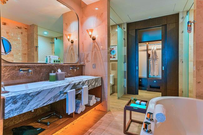 The Bath Area of the Luxxe Royal 2 BR unit in Tower Six at the Grand Luxxe Residence Club in Nuevo Vallarta, Mexico.